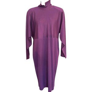 Nordstrom vintage 90s wool eggplant split turtleneck long sleeve dress sz S NWT